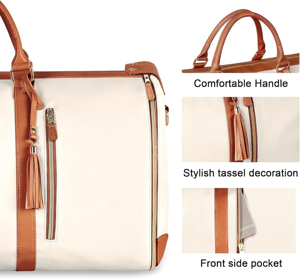 Executive Premium 2-in-1 Leather Trim Travel Duffel & Convertible Garment Bag