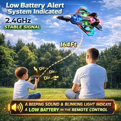 2.4GHz Remote Control Fighter Jet Drone for Kids & Adults - EPP Foam RC Airplane with 360° Stunt Flip, Headless Mode & 3 Speed Adjustments