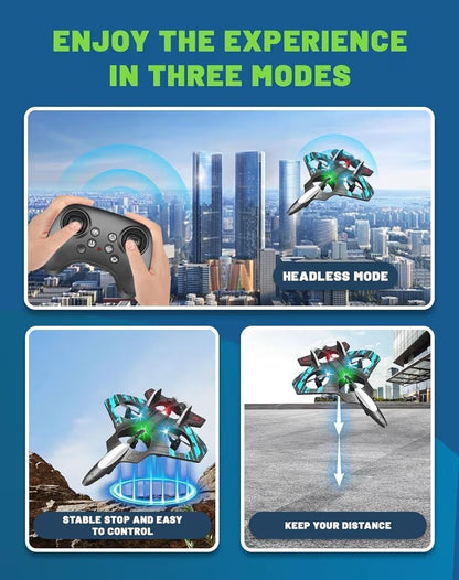 2.4GHz Remote Control Fighter Jet Drone for Kids & Adults - EPP Foam RC Airplane with 360° Stunt Flip, Headless Mode & 3 Speed Adjustments