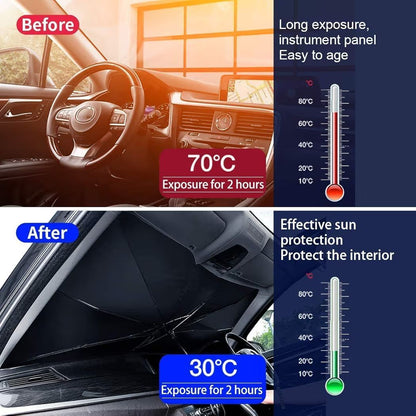 Universal Fordable Car Windshield Sun Umbrella – Heat Insulation & UV Reflective Sun Shade