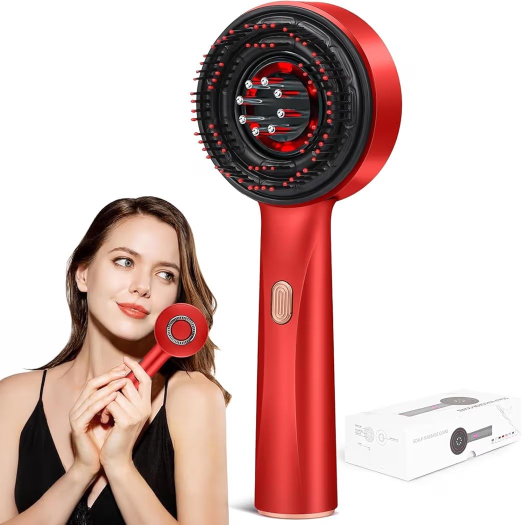 Electric Scalp Massage Comb with Red Light Therapy – Hair Growth & Relaxation Device