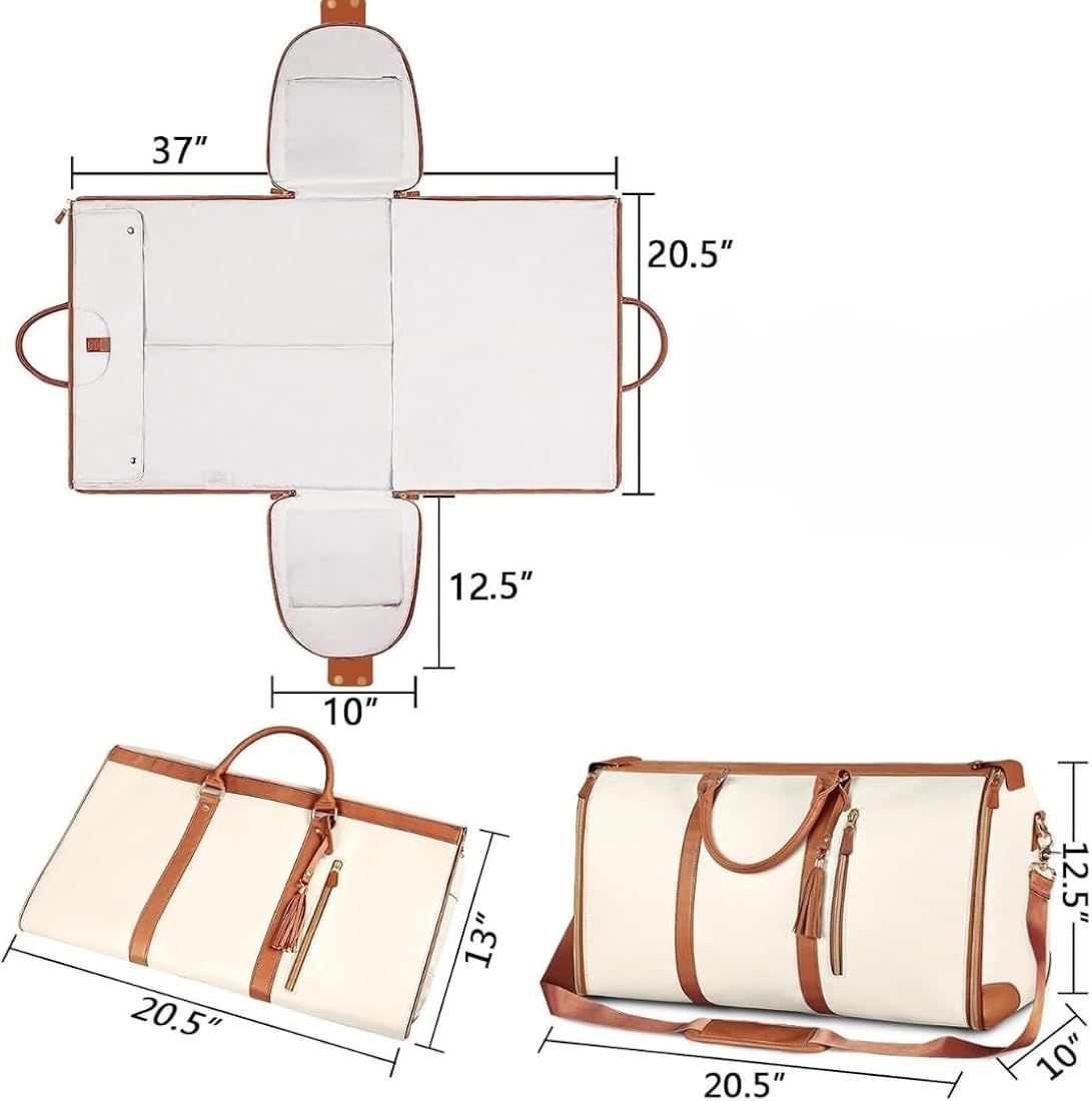 Executive Premium 2-in-1 Leather Trim Travel Duffel & Convertible Garment Bag