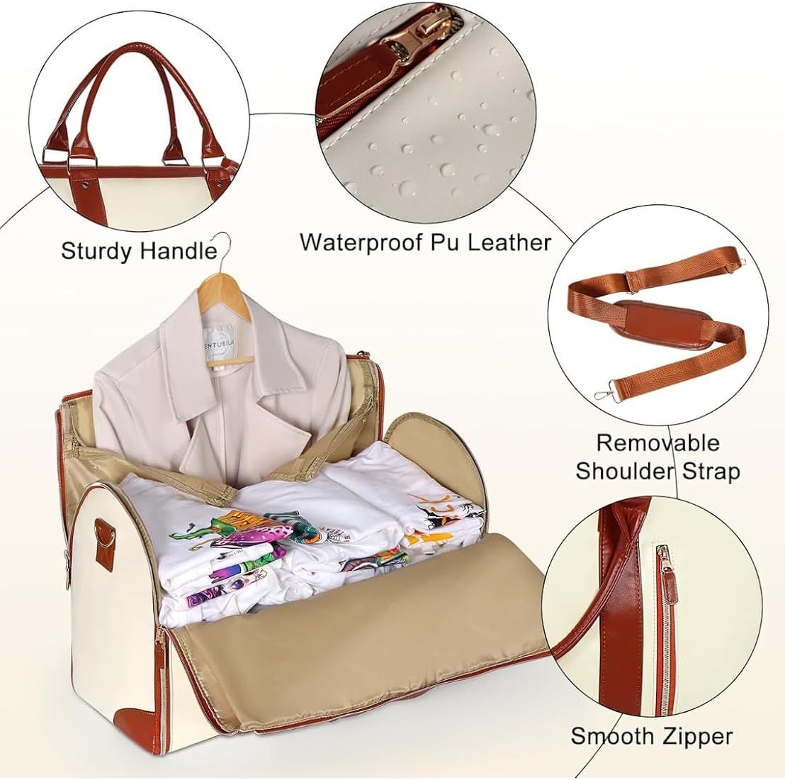 Executive Premium 2-in-1 Leather Trim Travel Duffel & Convertible Garment Bag