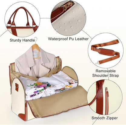 Executive Premium 2-in-1 Leather Trim Travel Duffel & Convertible Garment Bag