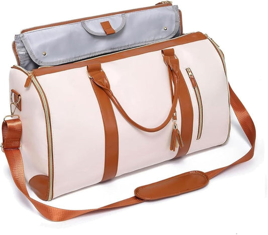 Executive Premium 2-in-1 Leather Trim Travel Duffel & Convertible Garment Bag