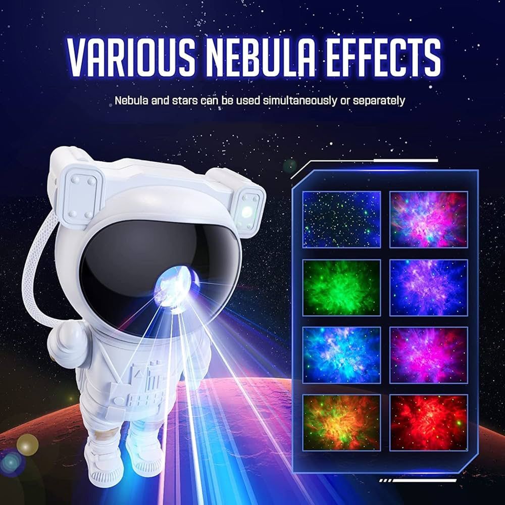 Astronaut Starry Sky Galaxy Projector - LED Nebula Night Light with Remote Control & Auto-Off Timer