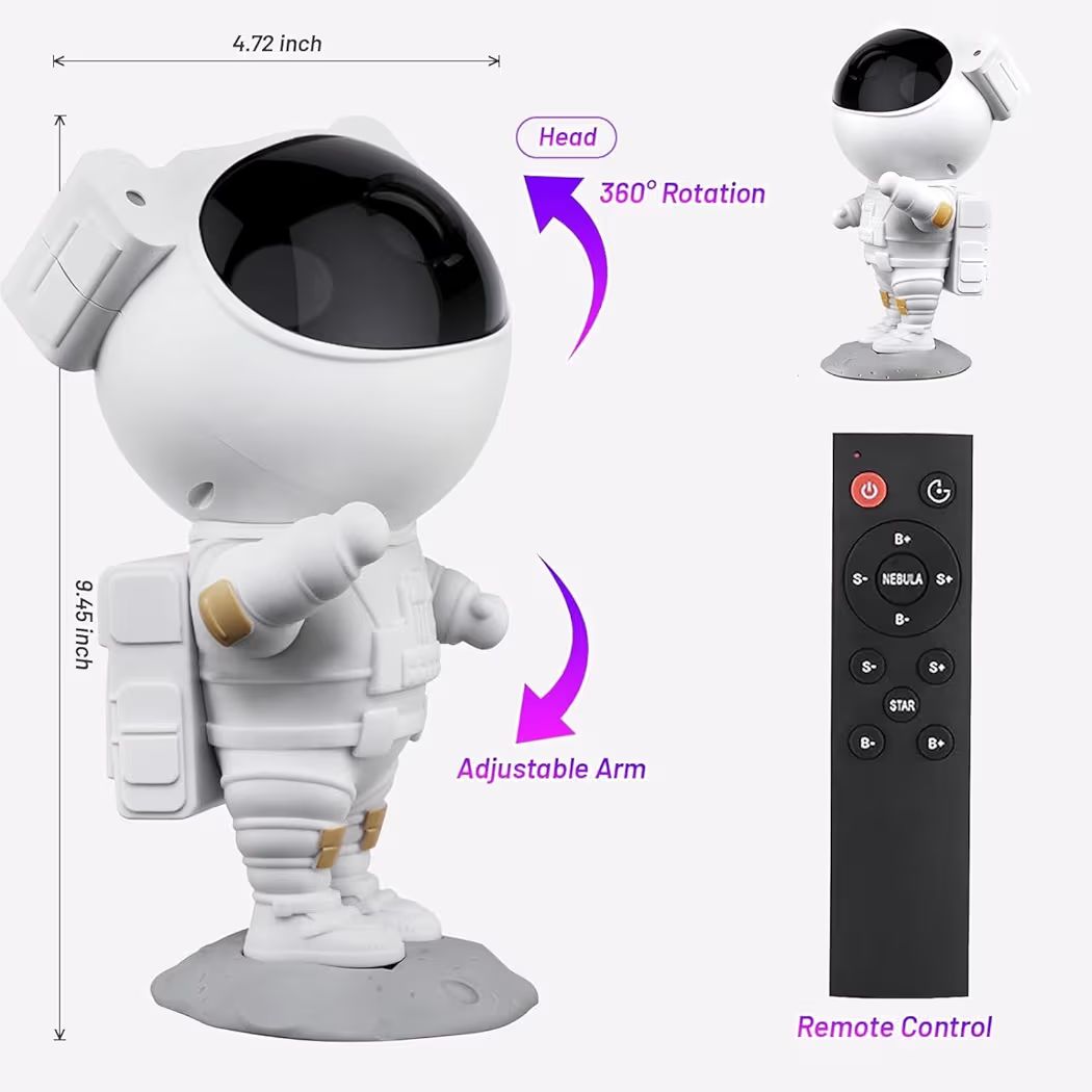 Astronaut Starry Sky Galaxy Projector - LED Nebula Night Light with Remote Control & Auto-Off Timer