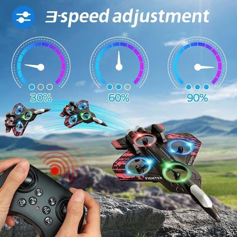2.4GHz Remote Control Fighter Jet Drone for Kids & Adults - EPP Foam RC Airplane with 360° Stunt Flip, Headless Mode & 3 Speed Adjustments