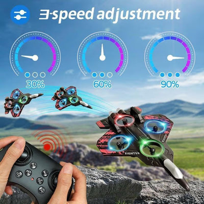 2.4GHz Remote Control Fighter Jet Drone for Kids & Adults - EPP Foam RC Airplane with 360° Stunt Flip, Headless Mode & 3 Speed Adjustments