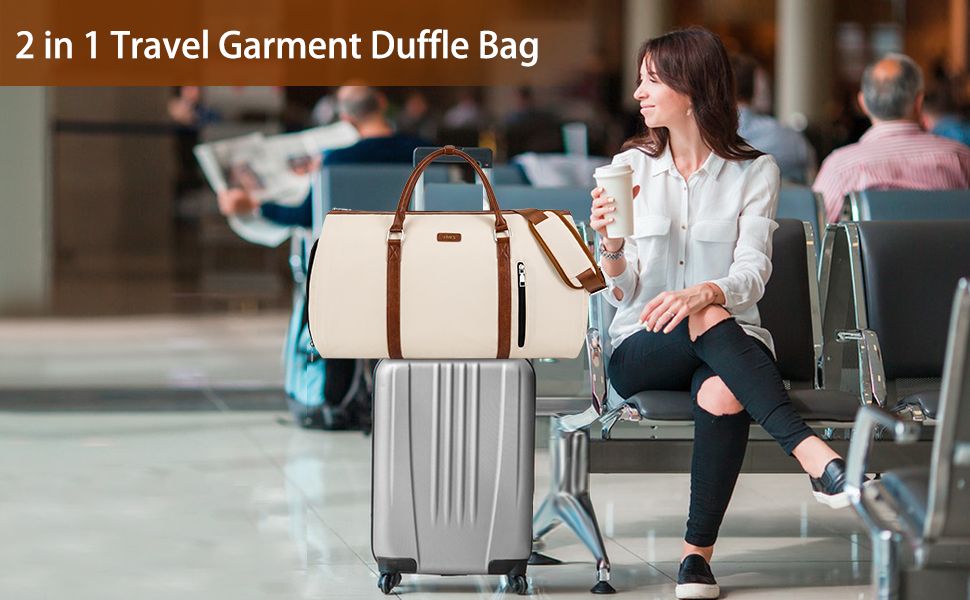 Executive Premium 2-in-1 Leather Trim Travel Duffel & Convertible Garment Bag