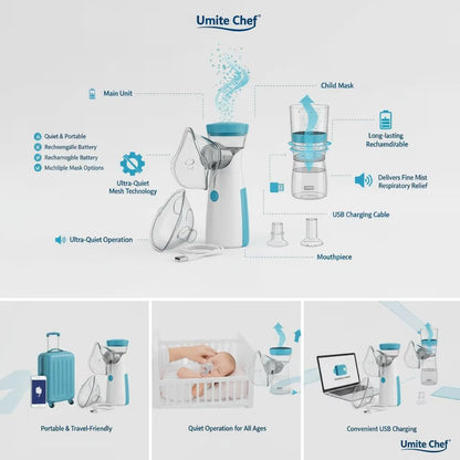 Portable Mesh Nebulizer for Adults & Kids – Silent USB Rechargeable Inhaler for Fast Respiratory Relief