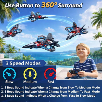 2.4GHz Remote Control Fighter Jet Drone for Kids & Adults - EPP Foam RC Airplane with 360° Stunt Flip, Headless Mode & 3 Speed Adjustments