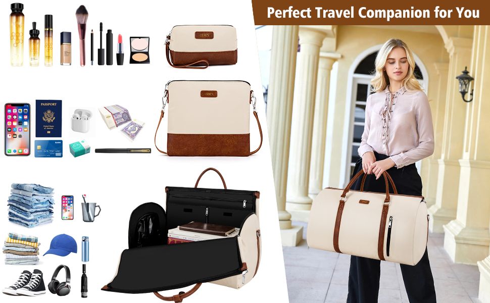 Executive Premium 2-in-1 Leather Trim Travel Duffel & Convertible Garment Bag