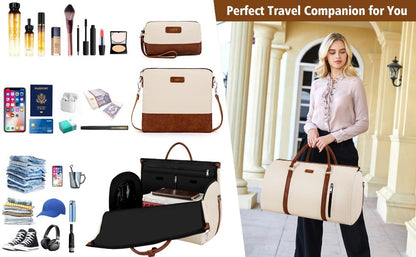 Executive Premium 2-in-1 Leather Trim Travel Duffel & Convertible Garment Bag