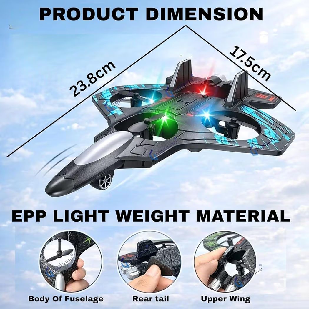 2.4GHz Remote Control Fighter Jet Drone for Kids & Adults - EPP Foam RC Airplane with 360° Stunt Flip, Headless Mode & 3 Speed Adjustments