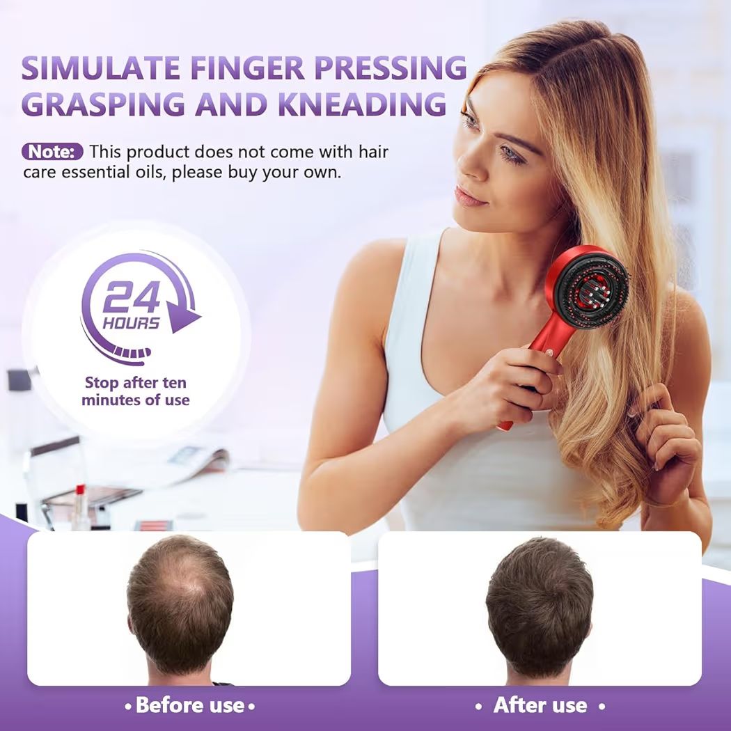 Electric Scalp Massage Comb with Red Light Therapy – Hair Growth & Relaxation Device