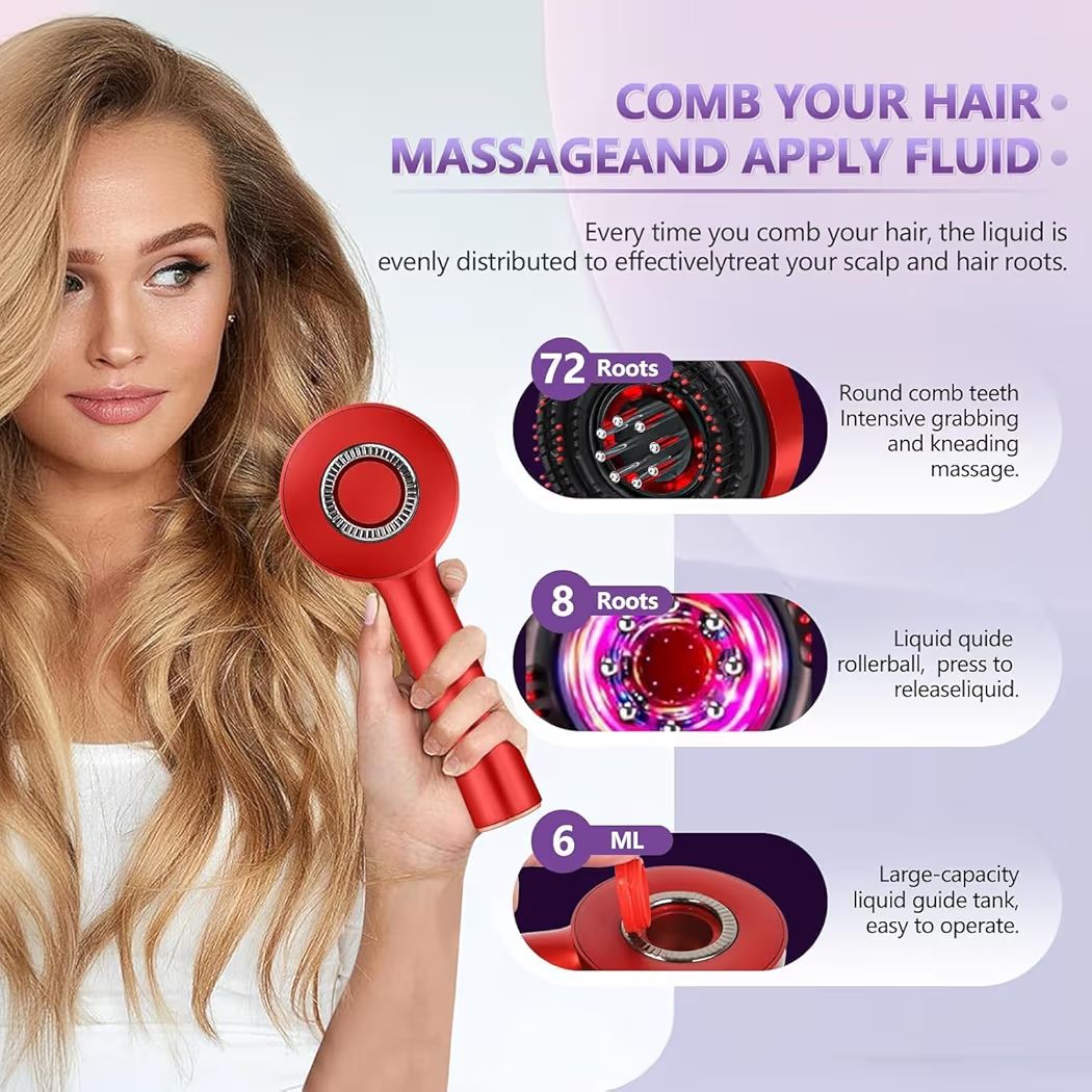 Electric Scalp Massage Comb with Red Light Therapy – Hair Growth & Relaxation Device
